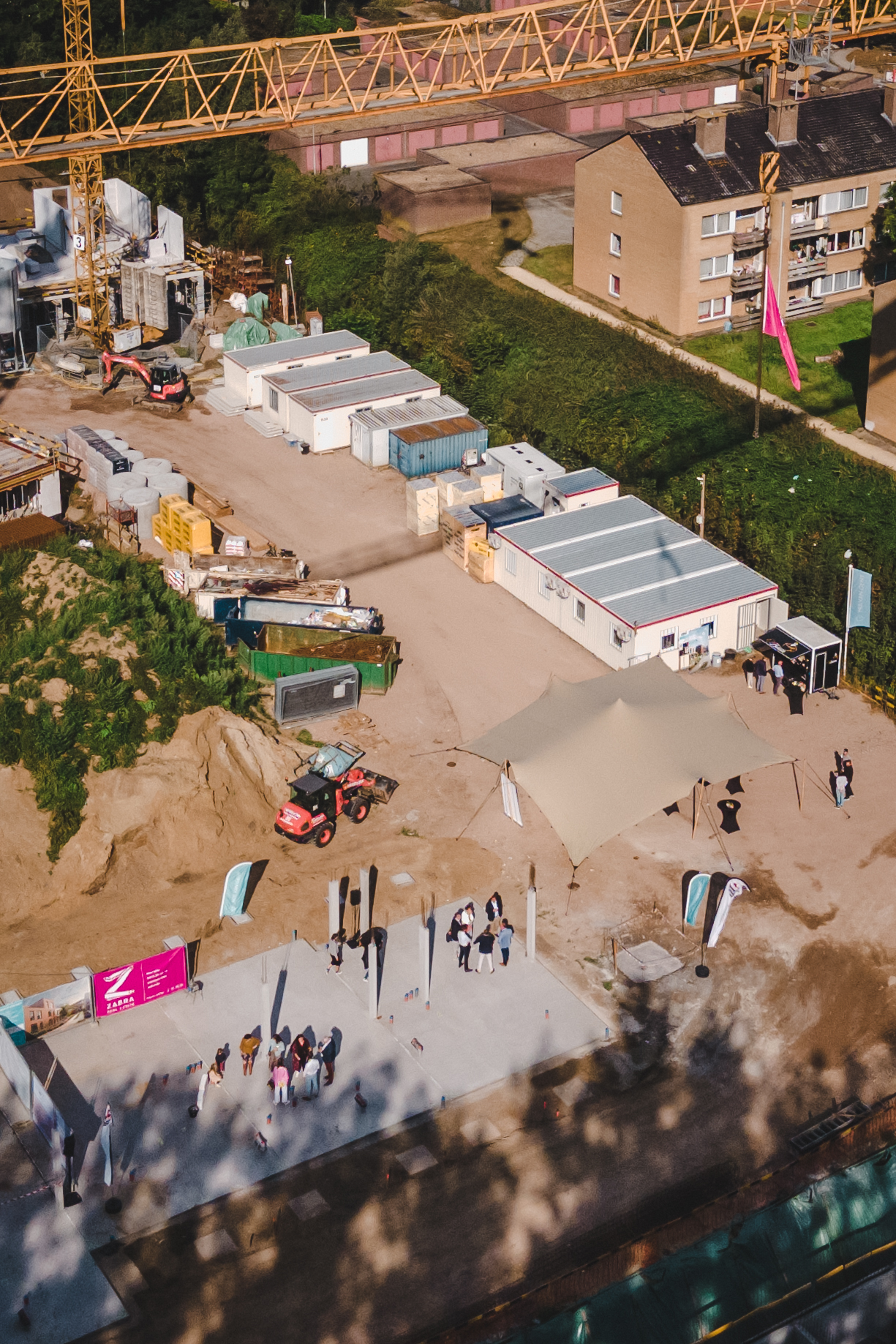 Hof van Gent steenlegging Zabra droneview